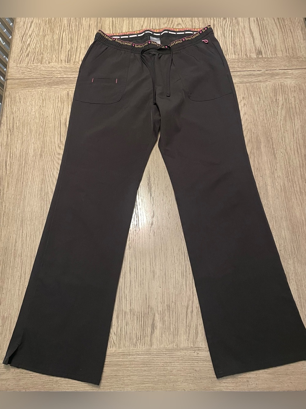 HeartSoul women’s scrub pants, black, medium, long/talk
